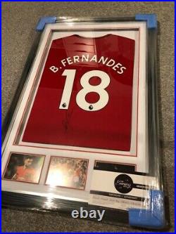 Bruno Fernandes Signed Manchester United Shirt Framed With COA