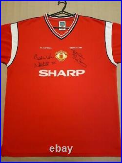 Bryan Robson Norman Whiteside Signed Manchester United Retro Final 1985 Shirt