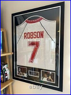 Bryan Robson Signed Framed 1991 Cwc Shirt Manchester United Coa Rare 7 Mint Mufc