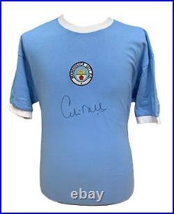 Colin Bell Signed Manchester City Retro Football Shirt See Proof And Coa