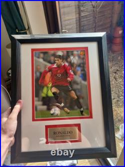 Cristiano Ronaldo Hand Signed Manchester United Photo Framed Mounted Autograph