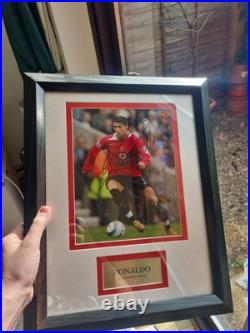 Cristiano Ronaldo Hand Signed Manchester United Photo Framed Mounted Autograph