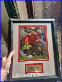 Cristiano Ronaldo Hand Signed Manchester United Photo Framed Mounted Autograph