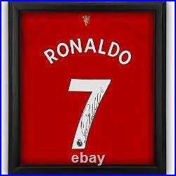 Cristiano Ronaldo Manchester United FRMD Signed Adidas Red 2021 Jersey Shadowbox