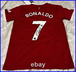 Cristiano Ronaldo Manchester United Hand Signed Shirt 2021/22 ADIDAS M BNWT COA Cristiano Ronaldo Manchester United Hand Signed Shirt 2021/22 ADIDAS M BNWT COA