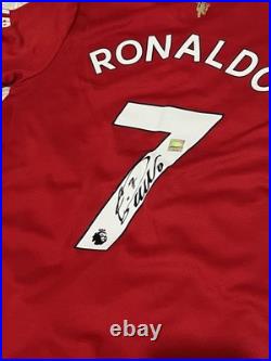 Cristiano Ronaldo Manchester United Hand Signed Shirt 2021/22 ADIDAS M BNWT COA Cristiano Ronaldo Manchester United Hand Signed Shirt 2021/22 ADIDAS M BNWT COA