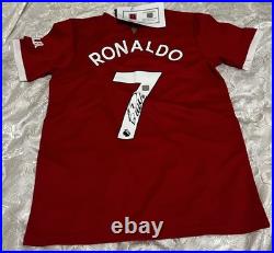 Cristiano Ronaldo Manchester United Hand Signed Shirt 2021/22 ADIDAS M BNWT COA Cristiano Ronaldo Manchester United Hand Signed Shirt 2021/22 ADIDAS M BNWT COA