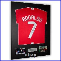 Cristiano Ronaldo Signed Manchester United Framed Shirt 2008 Moscow Final COA