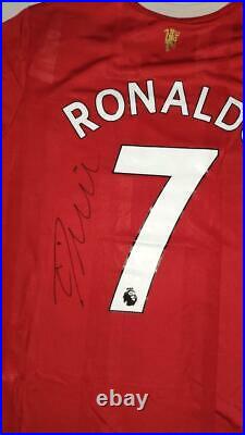 Cristiano Ronaldo Signed Manchester United Shirt CR7 Used Hand Signed Uniform L