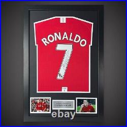 Cristiano Ronaldo Signed Manchester United Shirt Framed &COA Football Jersey Top