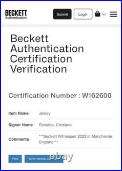 Cristiano Ronaldo Signed and Framed Manchester United Shirt Beckett Witnessed QR