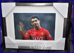 Cristiano Ronaldo signed framed Manchester United picture with COA