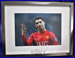 Cristiano Ronaldo signed framed Manchester United picture with COA