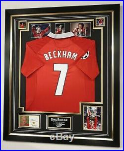 David Beckham Manchester United Signed Card and SHIRT Jersey Autographed Display