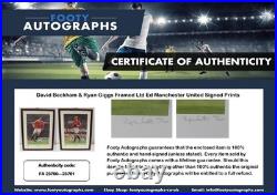 David Beckham & Ryan Giggs Framed Ltd Ed Manchester United Signed Prints + COA