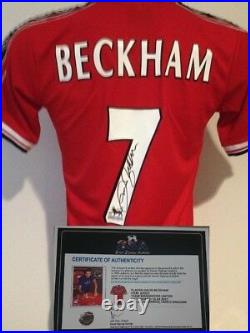 David Beckham Signed Manchester United 1999 Champions League Jersey+proof