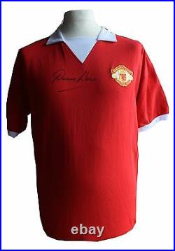Denis Law SIGNED Manchester United Retro Shirt & Gift Box Football New AFTAL COA