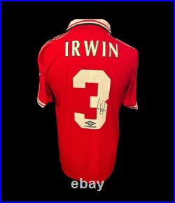 Dennis Irwin Manchester United Retro Hand Signed Home Shirt