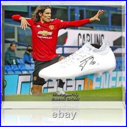 Edinson Cavani Hand Signed Manchester United Football Boot Large Display COA