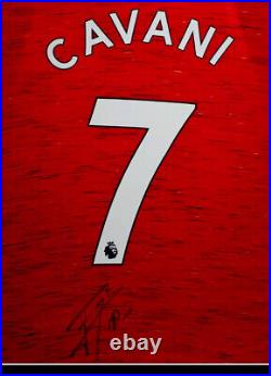 Edinson Cavani Signed Manchester United Shirt Framed 2019/20 COA Proof