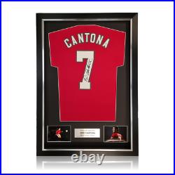 Eric Cantona Hand Signed #7 Manchester United Shirt in Deluxe Classic Frame