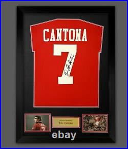 Eric Cantona Hand Signed Manchester United Football Shirt In Frame Presentation