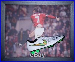 Eric Cantona Manchester United Framed Signed Nike Football Boot See Proof Coa