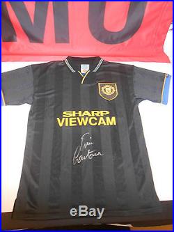 Eric Cantona Signed 1995 Black Kung Fu Manchester United shirt
