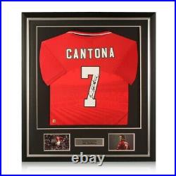 Eric Cantona Signed 1996 Manchester United Shirt. Deluxe Frame
