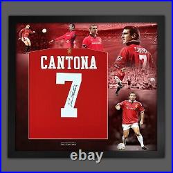 Eric Cantona Signed Manchester Football Shirt In Framed Picture Mount Display