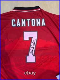 Eric Cantona Signed Manchester United 1996 Home Football Shirt. Damaged B