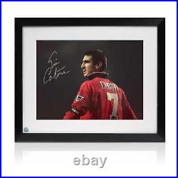 Eric Cantona Signed Manchester United Football Photo. Framed