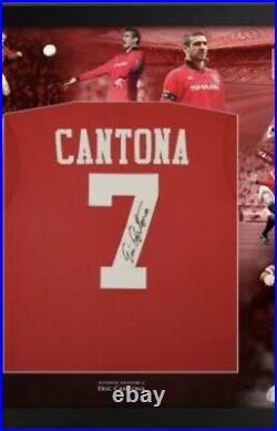 Eric Cantona Signed Manchester United Football Shirt Framed AFTAL Proof Coa