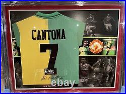 Eric Cantona Signed Manchester United Shirt Green Gold