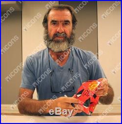 Eric Cantona Signed Mini Manchester United Football In Acrylic Case