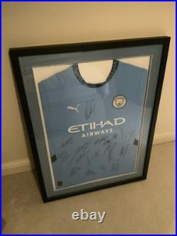 Framed 24-25 Season Manchester City Shirt Signed By The Starting 11 Pep And More