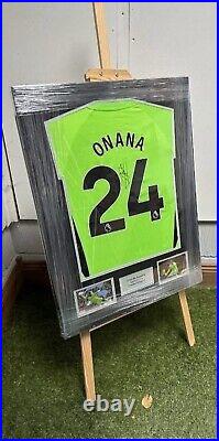 Framed Andre Onana Signed Manchester United Shirt Goalkeeper with COA