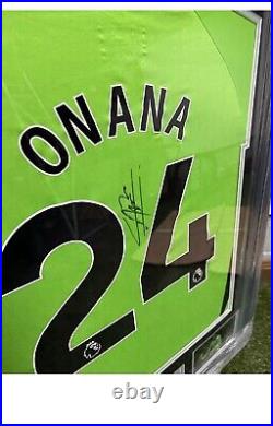 Framed Andre Onana Signed Manchester United Shirt Goalkeeper with COA