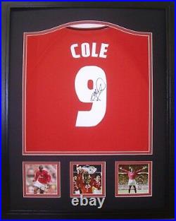 Framed Andy Cole Signed Manchester United Champions League 1999 Shirt See Proof
