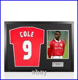 Framed Andy Cole Signed Manchester United Shirt Home, 1999-00 Panoramic