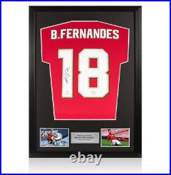Framed Bruno Fernandes Signed Manchester United Shirt 2020-2021, Number 18 MUF
