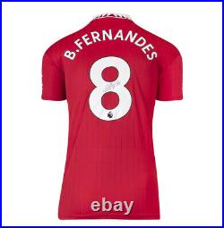 Framed Bruno Fernandes Signed Manchester United Shirt 2022-23, Home, Number 8