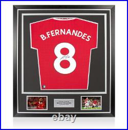Framed Bruno Fernandes Signed Manchester United Shirt Home, 2022-23 Premium