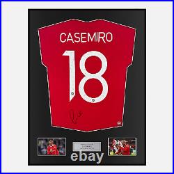 Framed Casemiro Signed Manchester United Shirt Home 2022-23 Modern