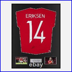 Framed Christian Eriksen Signed Manchester United Shirt Home 2022-23 Modern