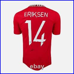 Framed Christian Eriksen Signed Manchester United Shirt Home 2022-23 Modern