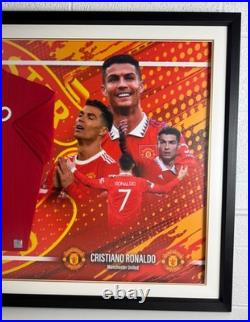 Framed, Cristiano Ronaldo Hand Signed Manchester United 22-23 Shirt Club COA