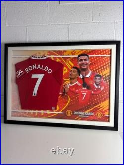 Framed, Cristiano Ronaldo Hand Signed Manchester United 22-23 Shirt Club COA