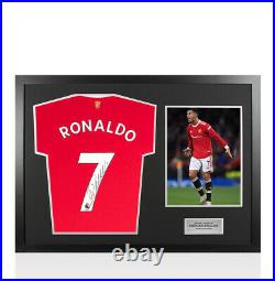 Framed Cristiano Ronaldo Signed Manchester United Shirt 2021-2022, Number 7
