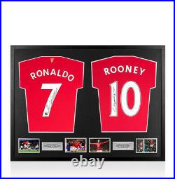 Framed Cristiano Ronaldo & Wayne Rooney Signed Manchester United Shirts Dual F